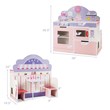 Pemberly Row 2-in-1 Kid Kitchen/Cafe Restaurant Pretend Cooking Playset Toy-Pink