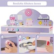 Pemberly Row 2-in-1 Kid Kitchen/Cafe Restaurant Pretend Cooking Playset Toy-Pink