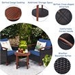 Pemberly Row 3-piece Rattan Patio Furniture Set with Round Table in Blue