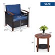 Pemberly Row 3-piece Rattan Patio Furniture Set with Round Table in Blue