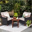 Pemberly Row 3-piece Rattan Patio Furniture Set with Wood Frame in Beige