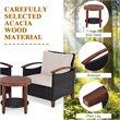 Pemberly Row 3-piece Rattan Patio Furniture Set with Wood Frame in Beige