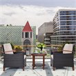 Pemberly Row 3-piece Rattan Patio Furniture Set with Wood Frame in Beige