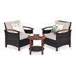 Pemberly Row 3-piece Rattan Patio Furniture Set with Wood Frame in Beige