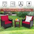 Pemberly Row 3-piece Rattan Patio Furniture Set with Wood Frame in Red