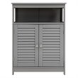 Pemberly Row Wood Bathroom Storage Floor Cabinet w/ Double Shutter Door in Gray