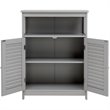 Pemberly Row Wood Bathroom Storage Floor Cabinet w/ Double Shutter Door in Gray