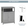 Pemberly Row Wood Bathroom Storage Floor Cabinet w/ Double Shutter Door in Gray