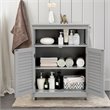 Pemberly Row Wood Bathroom Storage Floor Cabinet w/ Double Shutter Door in Gray