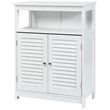 Pemberly Row Wood Bathroom Storage Floor Cabinet w/ Double Shutter Door in White
