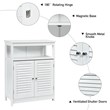 Pemberly Row Wood Bathroom Storage Floor Cabinet w/ Double Shutter Door in White