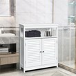 Pemberly Row Wood Bathroom Storage Floor Cabinet w/ Double Shutter Door in White