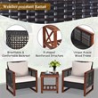 Pemberly Row 3-Pc Rattan Patio Wicker Furniture Set with Square Table in Brown
