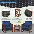 Pemberly Row 3-piece Rattan Patio Wicker Furniture Set with Square Table in Navy