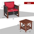 Pemberly Row 3-piece Rattan Patio Wicker Furniture Set with Square Table in Red