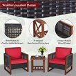 Pemberly Row 3-piece Rattan Patio Wicker Furniture Set with Square Table in Red