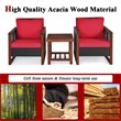 Pemberly Row 3-piece Rattan Patio Wicker Furniture Set with Square Table in Red