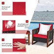Pemberly Row 3-piece Rattan Patio Wicker Furniture Set with Square Table in Red