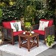 Pemberly Row 3-piece Rattan Patio Wicker Furniture Set with Square Table in Red