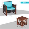 Pemberly Row 3-Pc Rattan Patio Wicker Furniture Set w/ Square Table in Turquoise