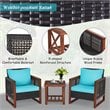 Pemberly Row 3-Pc Rattan Patio Wicker Furniture Set w/ Square Table in Turquoise