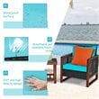 Pemberly Row 3-Pc Rattan Patio Wicker Furniture Set w/ Square Table in Turquoise