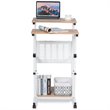Pemberly Row MDF Height Computer Standing Desk w/ Wheels & Footrest in Oak