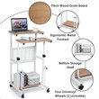 Pemberly Row MDF Height Computer Standing Desk w/ Wheels & Footrest in Oak