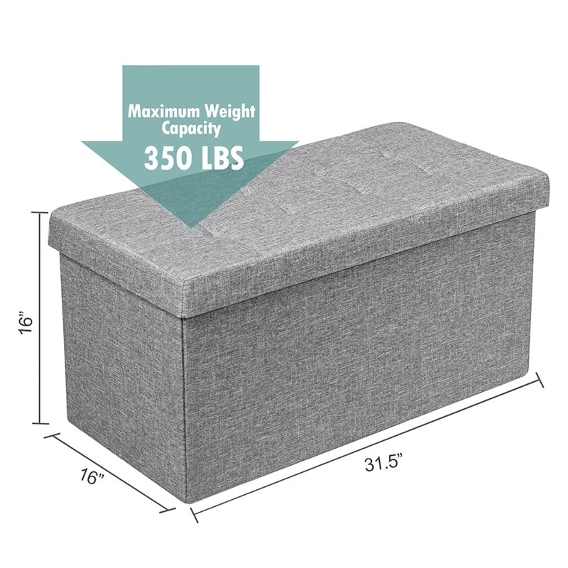 Pemberly Row 31.5'' Fabric Foldable Storage Ottoman Toy Chest in Light Gray