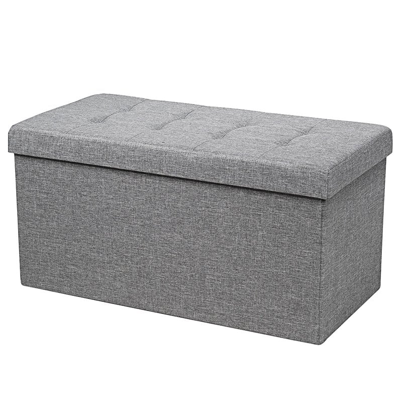 Pemberly Row 31.5'' Fabric Foldable Storage Ottoman Toy Chest in Light Gray