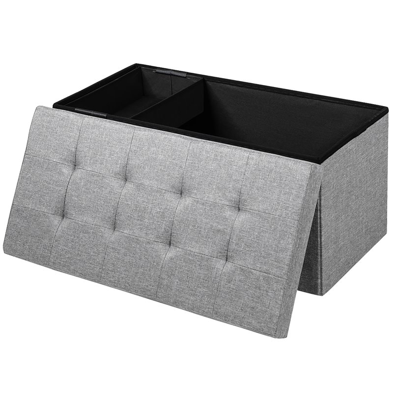 Pemberly Row 31.5'' Fabric Foldable Storage Ottoman Toy Chest in Light Gray
