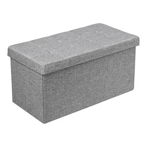 Pemberly Row 31.5'' Fabric Foldable Storage Ottoman Toy Chest in Light Gray