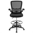 Pemberly Row Sponge Adjustable Height Drafting Chair w/ Lumbar Support in Black
