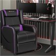 Pemberly Row Contemporary Faux Leather Massage Gaming Recliner Chair in Purple