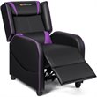 Pemberly Row Contemporary Faux Leather Massage Gaming Recliner Chair in Purple