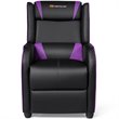 Pemberly Row Contemporary Faux Leather Massage Gaming Recliner Chair in Purple