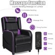 Pemberly Row Contemporary Faux Leather Massage Gaming Recliner Chair in Purple