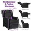 Pemberly Row Contemporary Faux Leather Massage Gaming Recliner Chair in Purple