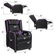 Pemberly Row Contemporary Faux Leather Massage Gaming Recliner Chair in Purple