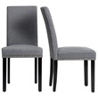 Pemberly Row Fabric Dining Chairs with Nailhead Trim in Gray (Set of 2)