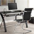 Pemberly Row Iron and PU Leather Office Waiting Room Chairs in Black (Set of 2)