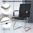 Pemberly Row Iron and PU Leather Office Waiting Room Chairs in Black (Set of 2)