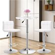 Pemberly Row Round Height Adjustable 360-degree Swivel Bistro Bar Table in White