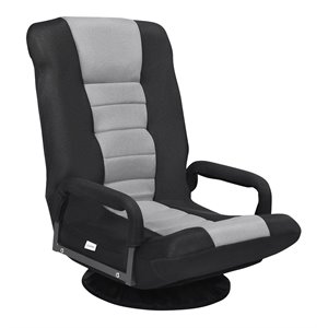 Pemberly Row Swivel Gaming Floor Chair with Foldable Adjustable Backrest in Gray