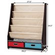 Pemberly Row Kids Book Rack Toys Organizer w/ 4 Sling Bookshelf & 2-Box-Espresso
