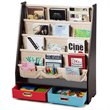 Pemberly Row Kids Book Rack Toys Organizer w/ 4 Sling Bookshelf & 2-Box-Espresso