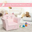 Pemberly Row Contemporary Eucalyptus and Velvet Cat Kids Sofa in Pink