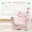 Pemberly Row Contemporary Eucalyptus and Velvet Cat Kids Sofa in Pink