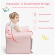 Pemberly Row Contemporary Eucalyptus and Velvet Cat Kids Sofa in Pink