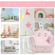 Pemberly Row Contemporary Eucalyptus and Velvet Cat Kids Sofa in Pink